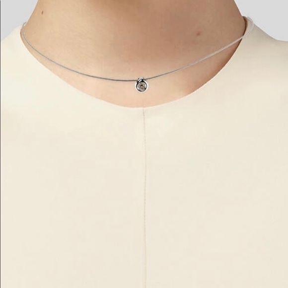 14k diamond solitaire necklace - Picture 3 of 7